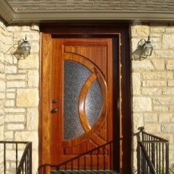 Custom Cherry Wood Exterior Door with Glass Paneling